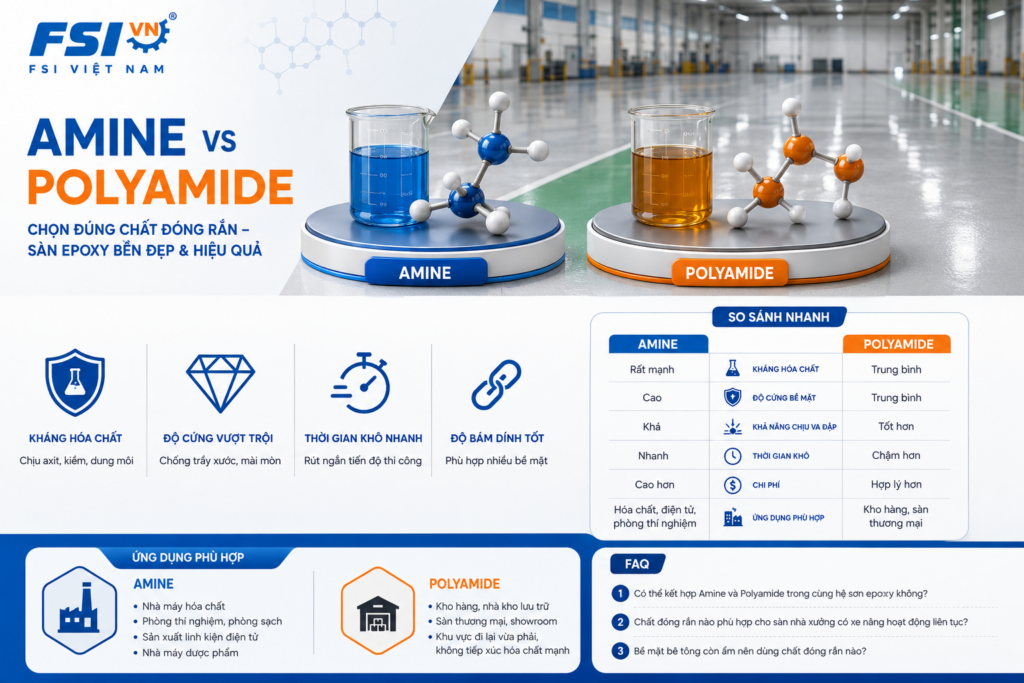 So sánh chất phụ gia đóng rắn Amine và Polyamide