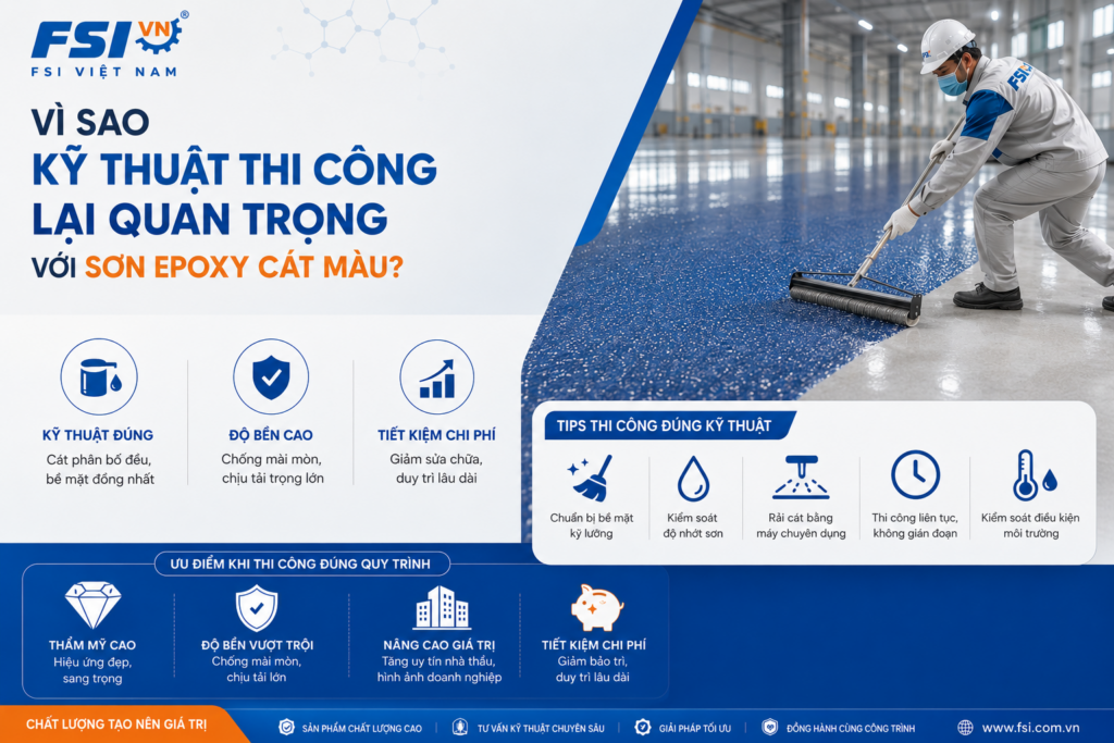 Tips công sơn Epoxy cát màu bền đẹp